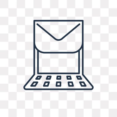 Kullandığınız web ve mobil dizüstü vektör anahat simgesini şeffaf arka plan üzerinde yüksek kalitede doğrusal Laptop saydamlık kavramı izole olabilir