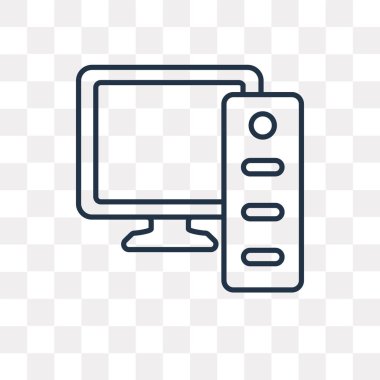 Kullandığınız web ve mobil bilgisayar vektör anahat simgesini şeffaf arka plan üzerinde yüksek kalitede doğrusal bilgisayar saydamlık kavramı izole olabilir