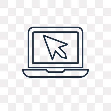 Kullandığınız web ve mobil dizüstü vektör anahat simgesini şeffaf arka plan üzerinde yüksek kalitede doğrusal Laptop saydamlık kavramı izole olabilir