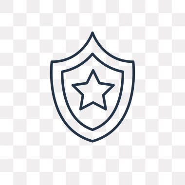 Kalkan vektör anahat simgesini şeffaf arka plan üzerinde yüksek kalitede doğrusal kalkan saydamlık kavramı izole olabilir kullanılan web ve mobil