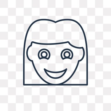 Saydam arka plan üzerinde yüksek kalitede doğrusal kız saydamlık kavramı izole kız vektör anahat simgesini kullandığınız web ve mobil olabilir