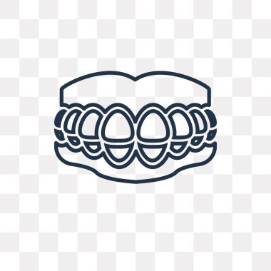 Takma diş vektör anahat simgesini şeffaf arka plan üzerinde yüksek kalitede doğrusal takma diş saydamlık kavramı izole olabilir kullanılan web ve mobil