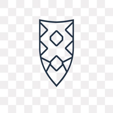 Kalkan vektör anahat simgesini şeffaf arka plan üzerinde yüksek kalitede doğrusal kalkan saydamlık kavramı izole olabilir kullanılan web ve mobil