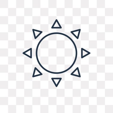 Güneş anahat simgesini şeffaf arka plan üzerinde izole vektör, yüksek kalitede doğrusal güneş saydamlık kavramı kullanılan web ve mobil olabilir