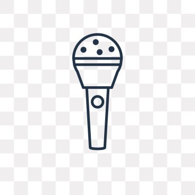 Saydam arka plan üzerinde yüksek kalitede doğrusal mikrofon saydamlık kavramı izole mikrofon vektör anahat simgesini kullandığınız web ve mobil olabilir