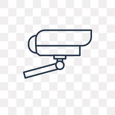 Güvenlik kamera vektör anahat simgesini şeffaf arka plan üzerinde yüksek kalitede doğrusal güvenlik kamera saydamlık kavramı izole olabilir kullanılan web ve mobil