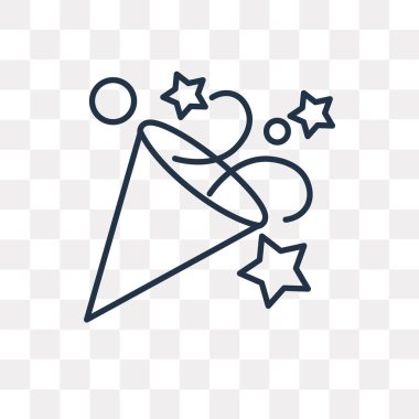 Konfeti vektör anahat simgesini şeffaf arka plan üzerinde yüksek kalitede doğrusal konfeti saydamlık kavramı izole olabilir kullanılan web ve mobil