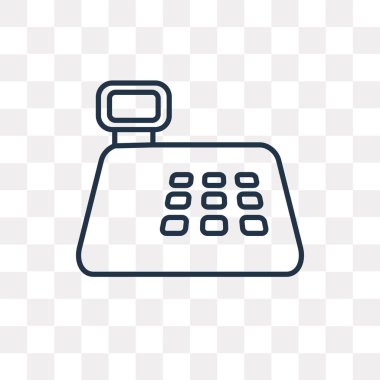 Vektör anahat simgesini şeffaf arka plan üzerinde izole kasa, yüksek kalitede doğrusal yazar kasa saydamlık kavramı kullanılan web ve mobil olabilir