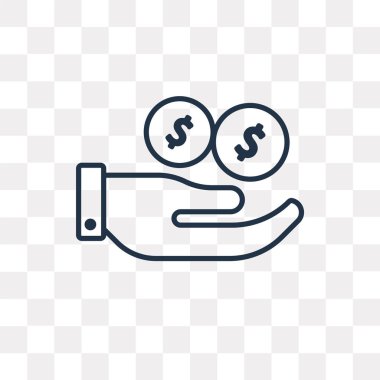 Sikke vektör anahat simgesini şeffaf arka plan üzerinde yüksek kalitede doğrusal sikke saydamlık kavramı izole olabilir kullanılan web ve mobil