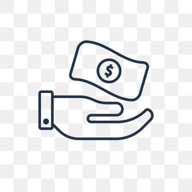 Para vektör anahat simgesini şeffaf arka plan üzerinde yüksek kalitede doğrusal para saydamlık kavramı izole olabilir kullanılan web ve mobil