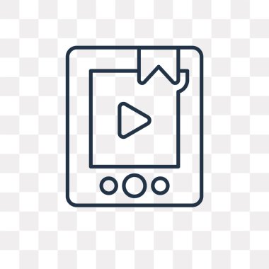 Kullandığınız web ve mobil video oynatıcı vektör anahat simgesini şeffaf arka plan üzerinde yüksek kalitede doğrusal Video oyuncu saydamlık kavramı izole olabilir