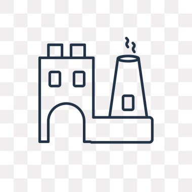 Fabrika vektör anahat simgesini şeffaf arka plan üzerinde yüksek kalitede doğrusal fabrika saydamlık kavramı izole olabilir kullanılan web ve mobil