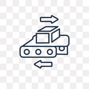 Konveyör vektör anahat simgesini şeffaf arka plan üzerinde yüksek kalitede doğrusal konveyör saydamlık kavramı izole olabilir kullanılan web ve mobil