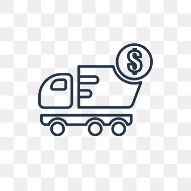Teslimat kamyonu vektör anahat simgesini şeffaf arka plan üzerinde yüksek kalitede doğrusal teslimat kamyonu saydamlık kavramı izole olabilir kullanılan web ve mobil
