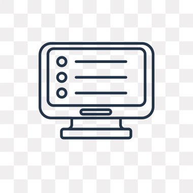 Saydam arka plan üzerinde yüksek kalitede doğrusal monitör saydamlık kavramı izole monitör vektör anahat simgesini kullandığınız web ve mobil olabilir