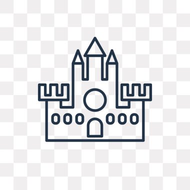Kale vektör anahat simgesini şeffaf arka plan üzerinde yüksek kalitede doğrusal Castle saydamlık kavramı izole olabilir kullanılan web ve mobil