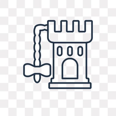 Kule vektör anahat simgesini şeffaf arka plan üzerinde yüksek kalitede doğrusal kule saydamlık kavramı izole olabilir kullanılan web ve mobil