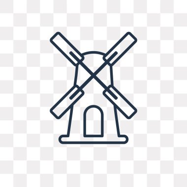 Rüzgar değirmeni vektör anahat simgesini şeffaf arka plan üzerinde yüksek kalitede doğrusal rüzgar değirmeni saydamlık kavramı izole olabilir kullanılan web ve mobil
