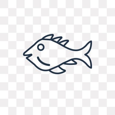 Balık anahat simgesini şeffaf arka plan üzerinde izole vektör, yüksek kalitede doğrusal balık saydamlık kavramı kullanılan web ve mobil olabilir