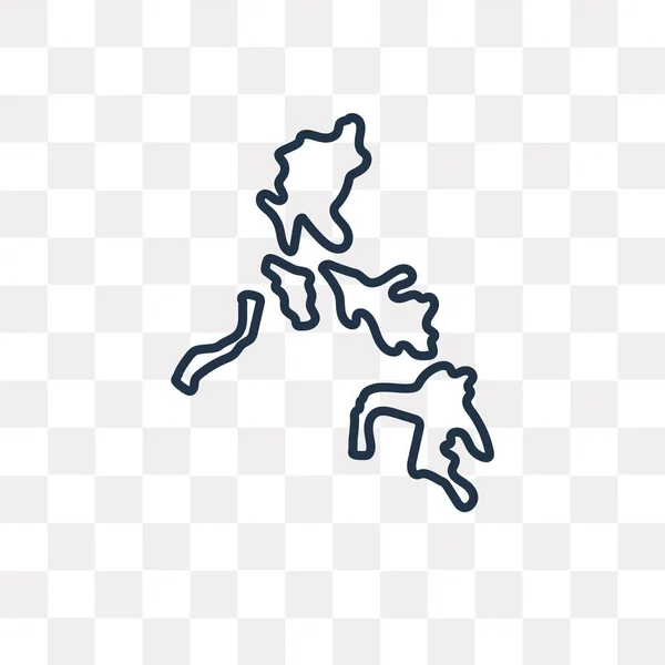 Filipinas Mapa Vector Esquema Icono Aislado Sobre Fondo Transparente Alta — Vector de stock
