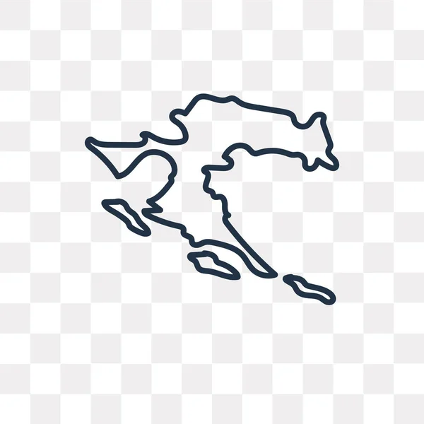 Croacia Mapa Vector Esquema Icono Aislado Sobre Fondo Transparente Alta — Vector de stock