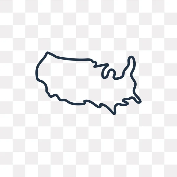 Stati Uniti Mappa Vettoriale Icona Contorno Isolato Sfondo Trasparente Alta — Vettoriale Stock