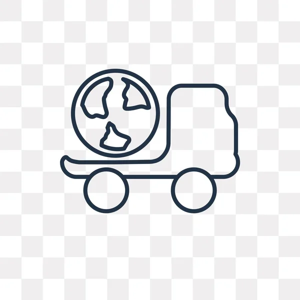 Icono Contorno Vector Camión Entrega Aislado Fondo Transparente Concepto Transparencia — Vector de stock