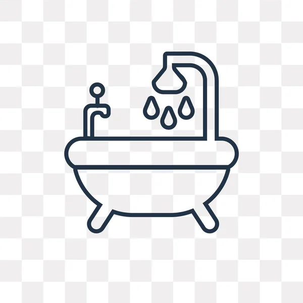 浴缸矢量轮廓图标隔离在透明的背景 高品质的线性浴缸透明度概念可以使用网络和移动 — 图库矢量图片
