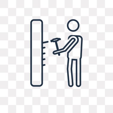 Vektör anahat simgesini şeffaf arka plan üzerinde izole çekiç, yüksek kalitede doğrusal Hammering saydamlık kavramı kullanılan web ve mobil olabilir