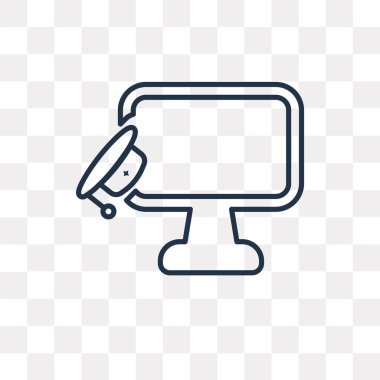 Kullandığınız web ve mobil bilgisayar vektör anahat simgesini şeffaf arka plan üzerinde yüksek kalitede doğrusal bilgisayar saydamlık kavramı izole olabilir