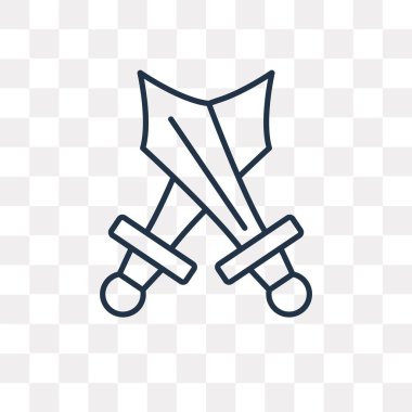 Kılıç anahat simgesini şeffaf arka plan üzerinde izole vektör, yüksek kalitede doğrusal kılıç saydamlık kavramı kullanılan web ve mobil olabilir