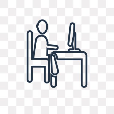 Online iş vektör anahat simgesini şeffaf arka plan üzerinde yüksek kalitede doğrusal Online iş saydamlık kavramı izole olabilir kullanılan web ve mobil