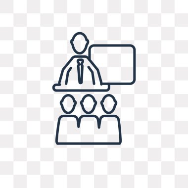 İş tanıtımı vektör anahat simgesini şeffaf arka plan üzerinde yüksek kalitede doğrusal iş sunu saydamlık kavramı izole olabilir kullanılan web ve mobil