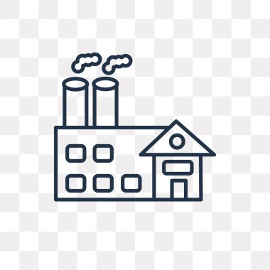Fabrika vektör anahat simgesini şeffaf arka plan üzerinde yüksek kalitede doğrusal fabrika saydamlık kavramı izole olabilir kullanılan web ve mobil