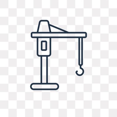 Kullandığınız web ve Mobil vinç vektör anahat simgesini şeffaf arka plan üzerinde yüksek kalitede doğrusal vinç saydamlık kavramı izole olabilir