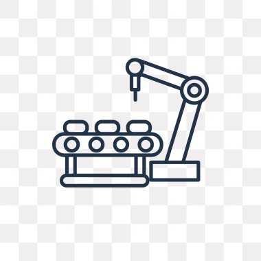 Endüstriyel robot vektör anahat simgesini şeffaf arka plan üzerinde yüksek kalitede doğrusal endüstriyel robot saydamlık kavramı izole olabilir kullanılan web ve mobil