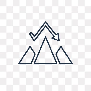 Piramit grafik vektör anahat simgesini şeffaf arka plan üzerinde yüksek kalitede doğrusal piramit grafik saydamlık kavramı izole olabilir kullanılan web ve mobil