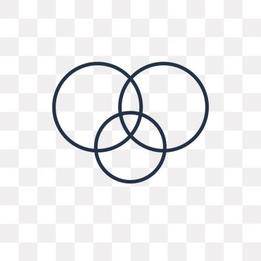 Venn şeması vektör anahat simgesini şeffaf arka plan üzerinde yüksek kalitede doğrusal Venn şeması saydamlık kavramı izole olabilir kullanılan web ve mobil