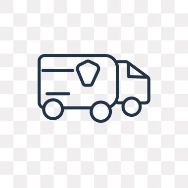 Saydam arka plan üzerinde yüksek kalitede doğrusal kamyon saydamlık kavramı izole kamyon vektör anahat simgesini kullandığınız web ve mobil olabilir