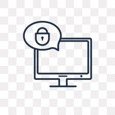 Kullandığınız web ve mobil bilgisayar vektör anahat simgesini şeffaf arka plan üzerinde yüksek kalitede doğrusal bilgisayar saydamlık kavramı izole olabilir