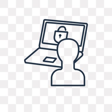 Kullandığınız web ve mobil dizüstü vektör anahat simgesini şeffaf arka plan üzerinde yüksek kalitede doğrusal Laptop saydamlık kavramı izole olabilir