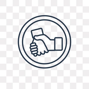 El sıkışma vektör anahat simgesini şeffaf arka plan üzerinde yüksek kalitede doğrusal el sıkışma saydamlık kavramı izole olabilir kullanılan web ve mobil