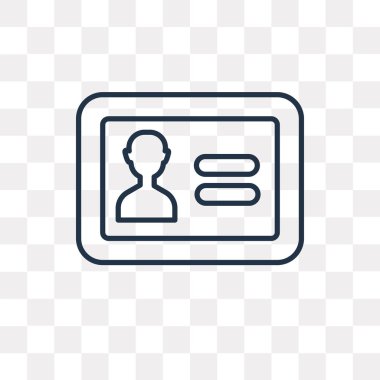 Kimlik kartı vektör anahat simgesini şeffaf arka plan üzerinde yüksek kalitede doğrusal kimlik kartı saydamlık kavramı izole olabilir kullanılan web ve mobil