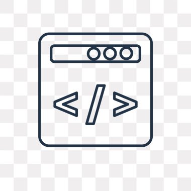 Kodu vektör anahat simgesini şeffaf arka plan üzerinde yüksek kalitede doğrusal kod saydamlık kavramı izole olabilir kullanılan web ve mobil