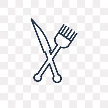 Saydam arka plan üzerinde yüksek kalitede doğrusal çatal bıçak takımı saydamlık kavramı izole çatal bıçak takımı vektör anahat simgesini kullandığınız web ve mobil olabilir