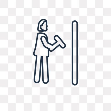 Saydam arka plan üzerinde yüksek kalitede doğrusal kadın resim saydamlık kavramı izole kadın resim vektör anahat simgesini kullandığınız web ve mobil olabilir