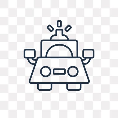 Polis araba vektör anahat simgesini şeffaf arka plan üzerinde yüksek kalitede doğrusal polis araba saydamlık kavramı izole olabilir kullanılan web ve mobil