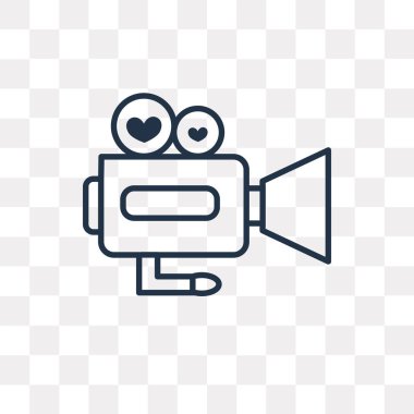 Sinema kamera vektör anahat simgesini şeffaf arka plan üzerinde yüksek kalitede doğrusal sinema kamera saydamlık kavramı izole olabilir kullanılan web ve mobil