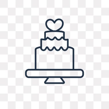 Şeffaf arka plan üzerinde izole kek vektör anahat simgesini düğün, yüksek kalitede doğrusal düğün pastası saydamlık kavramı kullanılan web ve mobil olabilir
