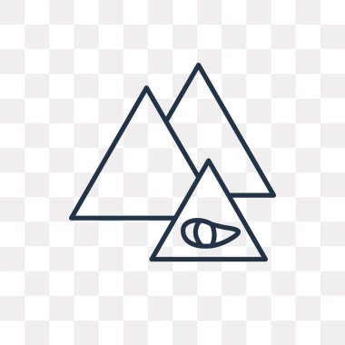 Piramit vektör anahat simgesini şeffaf arka plan üzerinde yüksek kalitede doğrusal piramit saydamlık kavramı izole olabilir kullanılan web ve mobil